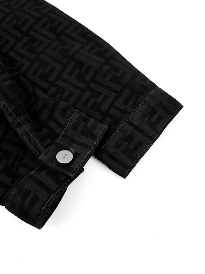 Fendi Full Print FF Denim Jacket in Black Ff Denim