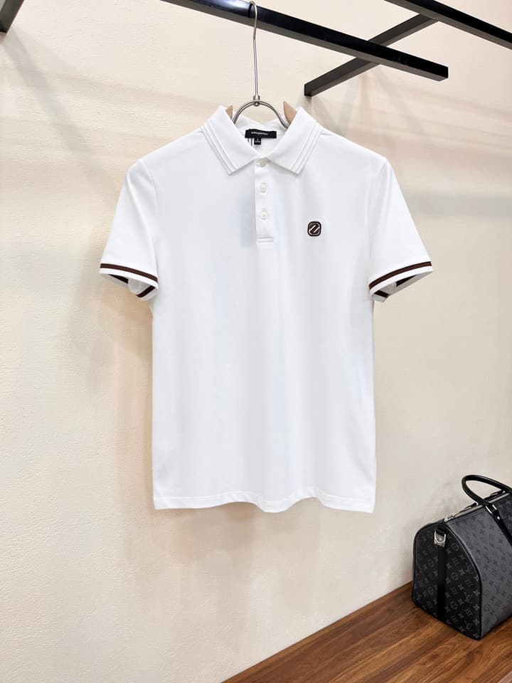 Zegna Embroidered Logo Piqué Cotton Polo Shirt – 2026 Spring/Summer Collection in Navy Blue
