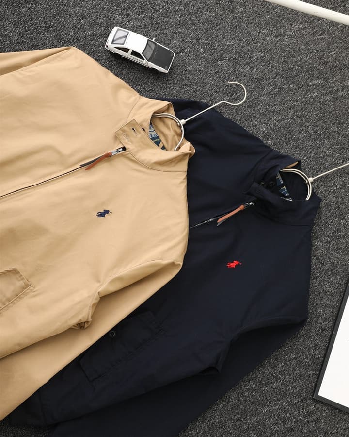 Ralph Lauren Old Money Stand-Collar Workwear Jacket in Khaki