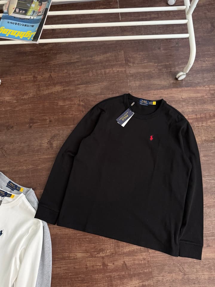 Ralph Lauren Classic Plain Knit Long-Sleeve Sweatshirt – 2025SS in Black