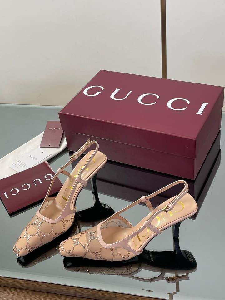 Gucci Cosmogonie GG Crystal Slingback Sandals – 2025 Early Autumn Collection in Black Crystal Gg