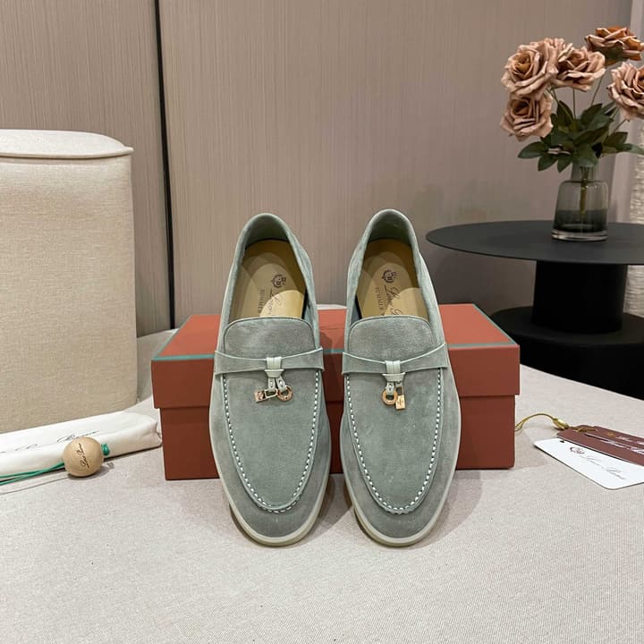 Loro Piana Summer Charms Walk Moccasin Loafers in Black Leather