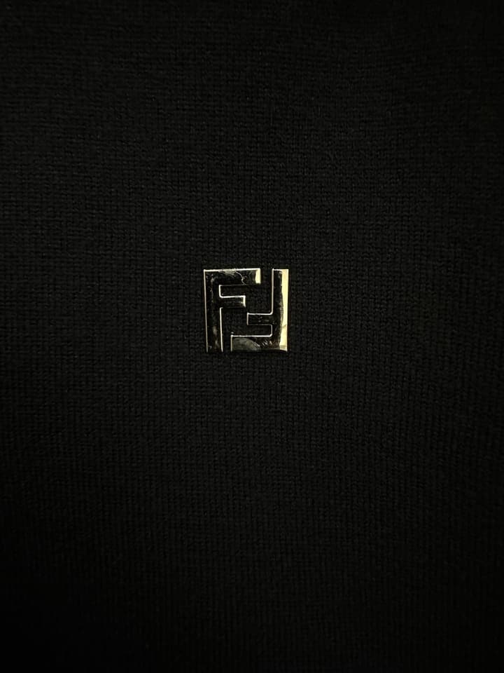 Fendi Double F Logo Knitted Polo Shirt in Classic Black