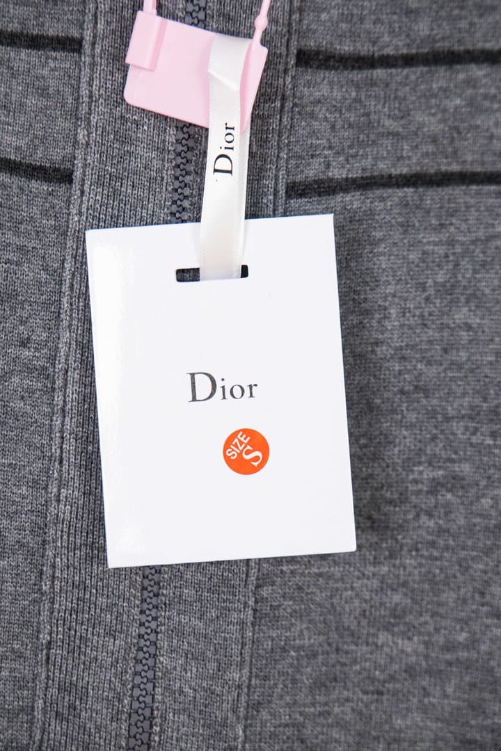Dior Monogram Jacquard Zipper Cardigan – 24SS in Grey With Black Stripes