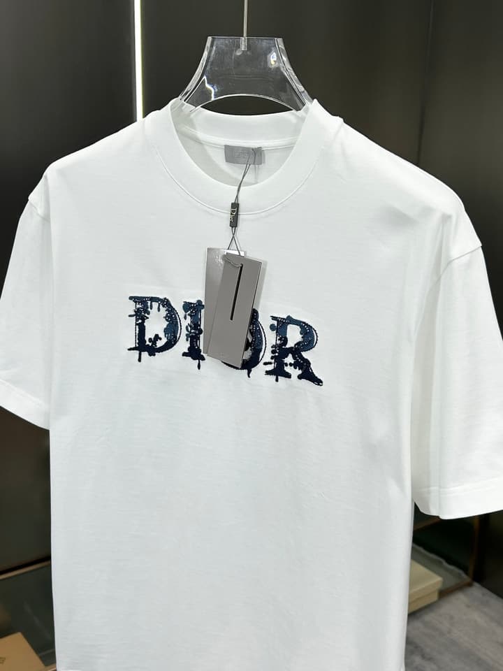 Dior 3D Logo High-Count Cotton T-Shirt – 2026SS in Black With Blue Graffiti Logo