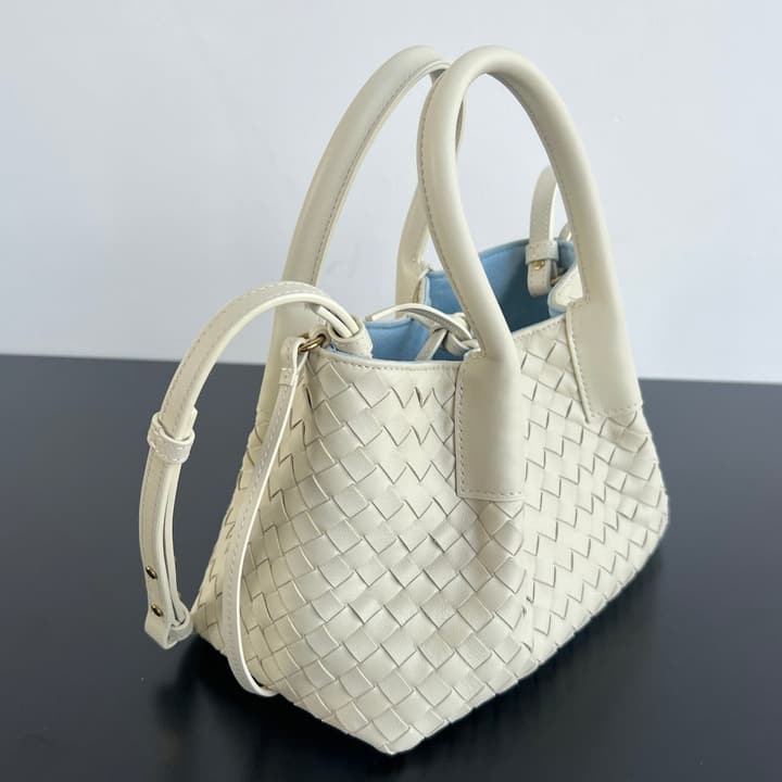 Bottega Veneta Pinacoteca Small Tote Handbag – 2025SS in Burgundy With Light Blue Lining A