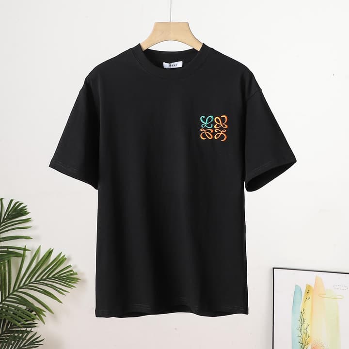 Loewe Colorful Embroidered Short-Sleeve T-Shirt – 2023 Summer Collection in Black