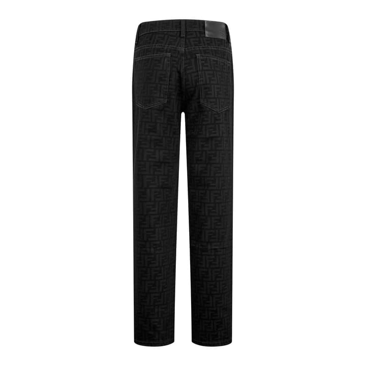 Fendi All-Over FF Monogram Denim Jeans in Black Ff Monogram Denim