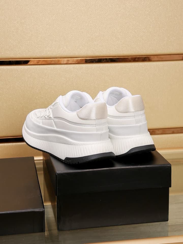 Boss New Men's Luxury Athletic Sneakers in Black With White Detail
