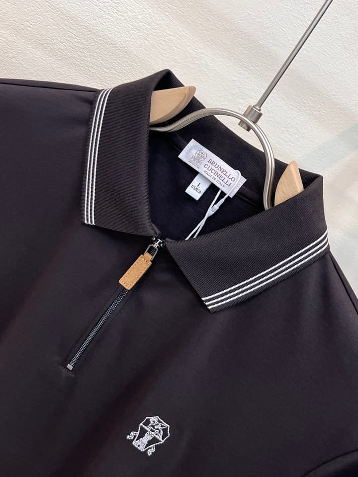 Brunello Cucinelli Embroidered Logo Polo Shirt – Spring/Summer Collection – 2026SS in Dark Brown
