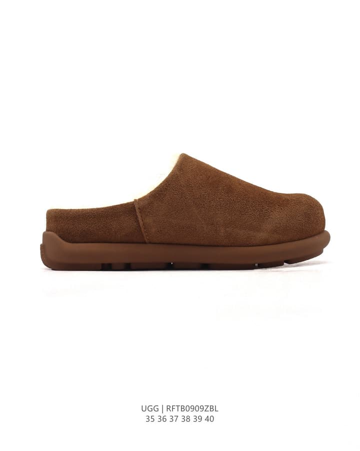 UGG Sheepskin-Lined Winter Slippers in Chestnut Brown Suede