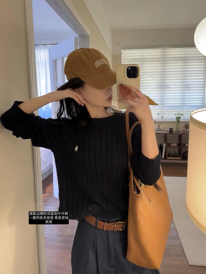 Ralph Lauren Cable Knit Sweater in Black