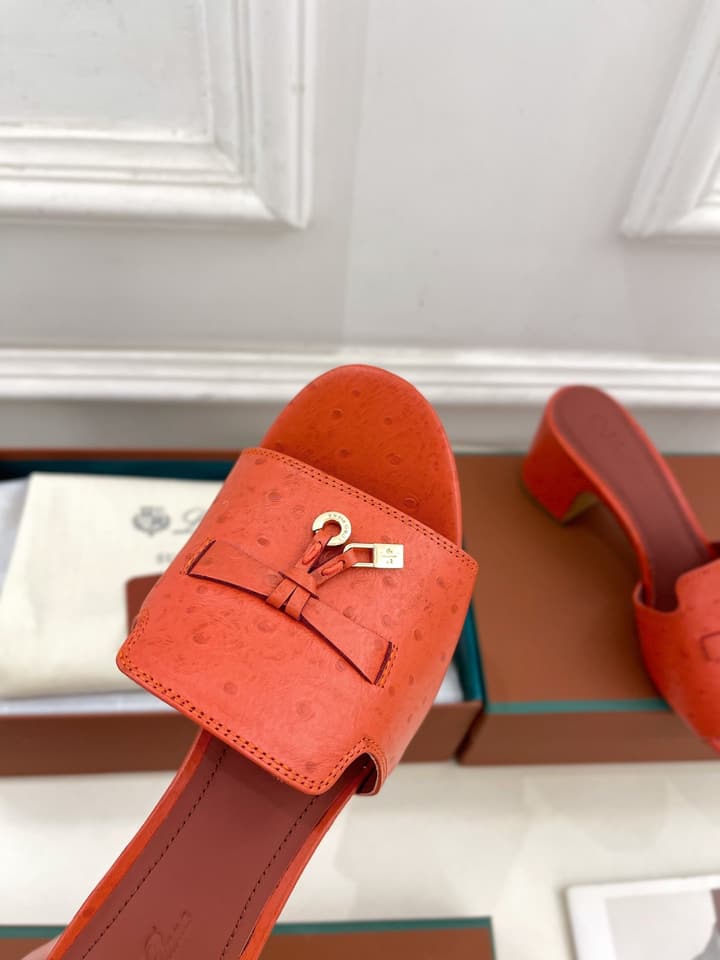 Loro Piana Summer Charms Ostrich Mules – 2025 Spring/Summer Collection in Black