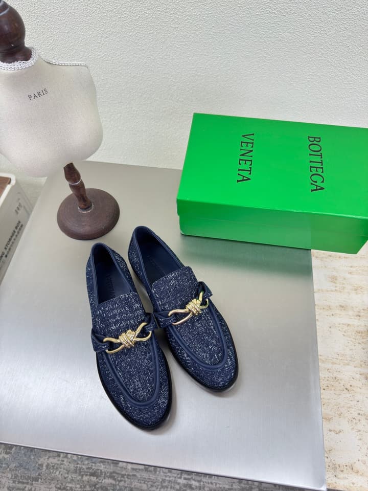 Bottega Veneta Astaire Washed Denim Loafers in Blue Washed Denim