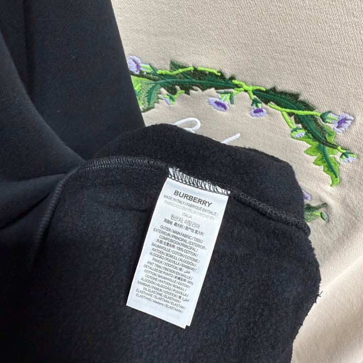 Burberry 24FW Embroidered Crewneck Sweatshirt in Classic Black