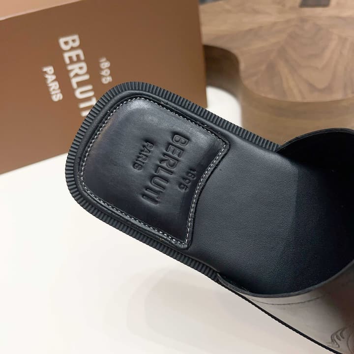 Berluti Hand-Painted Calfskin Slippers in Matte Black