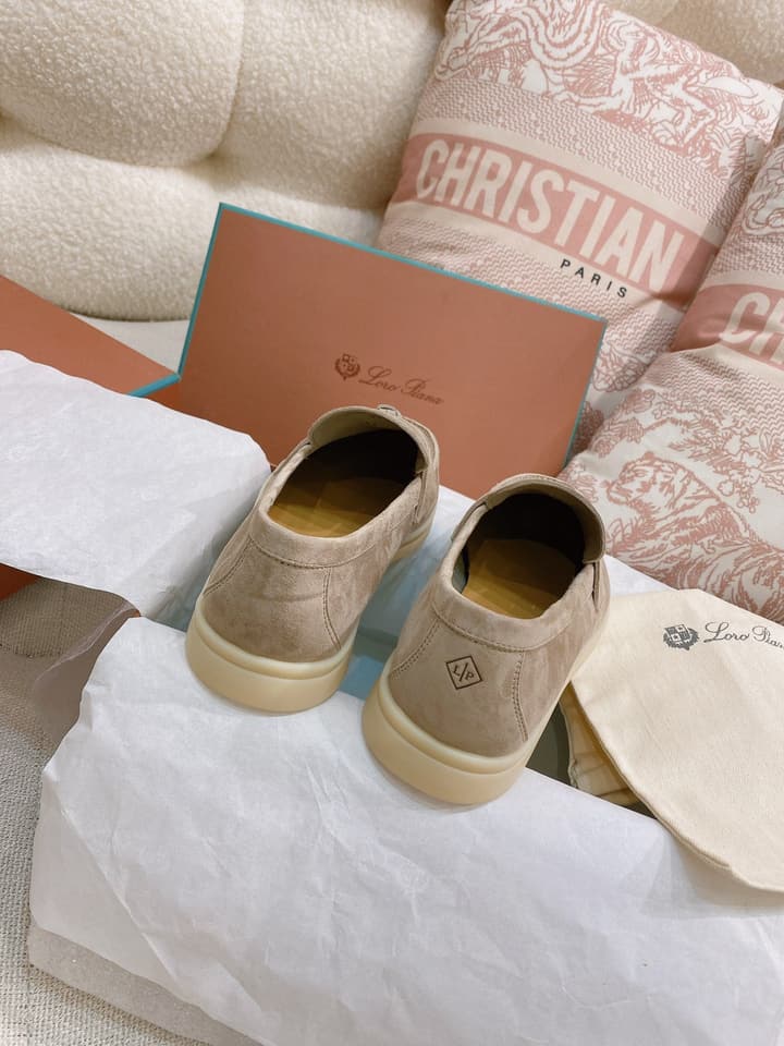 Loro Piana Glossy Cashmere Loafers in Blush Pink Suede
