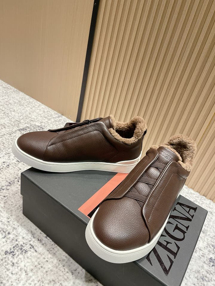 Zegna Triple Stitch Low-Top Casual Shoes – 2025SS in Black Leather