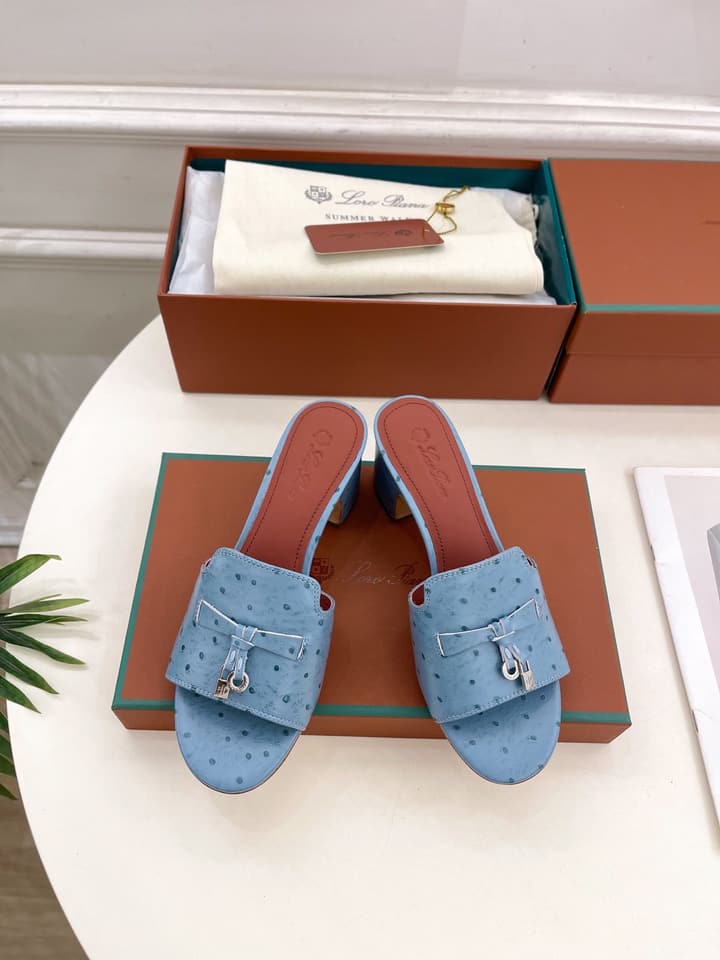 Loro Piana Summer Charms Ostrich Mules – 2025 Spring/Summer Collection in Black