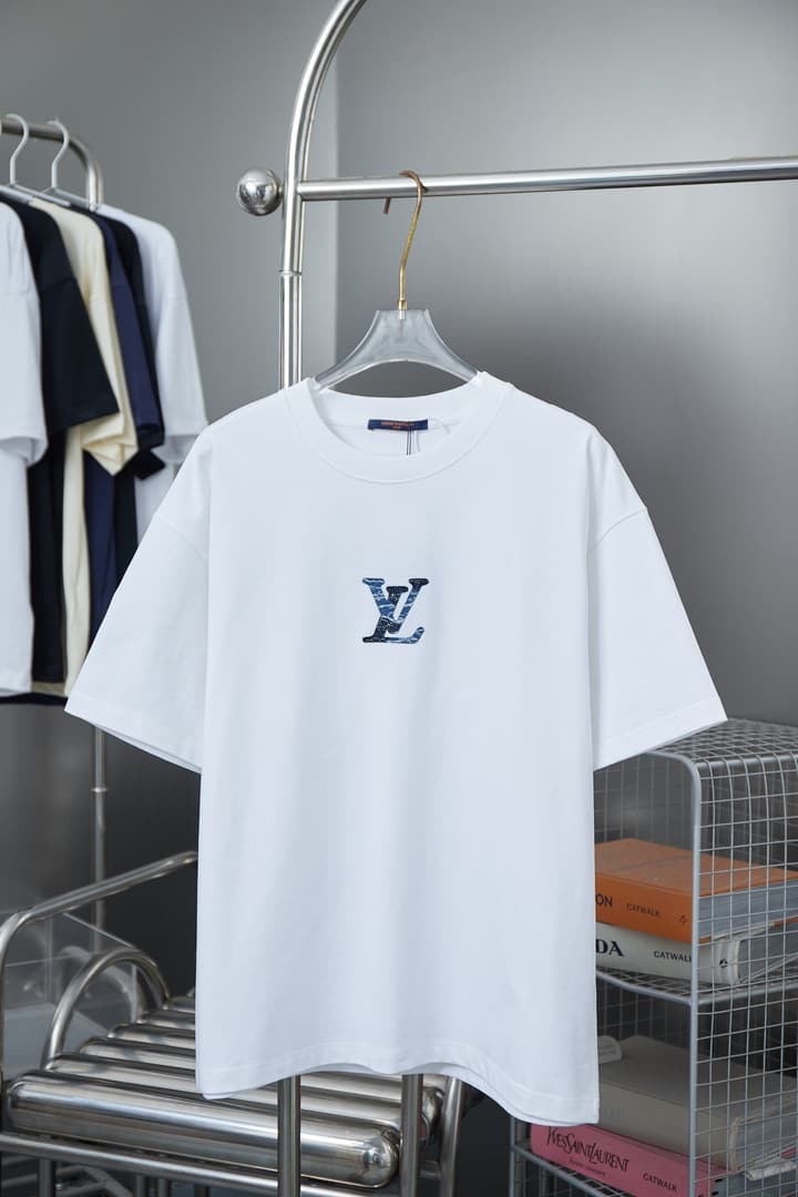 Louis Vuitton Denim Patchwork Rhinestone T-Shirt – 26SS Early Spring Collection in Black