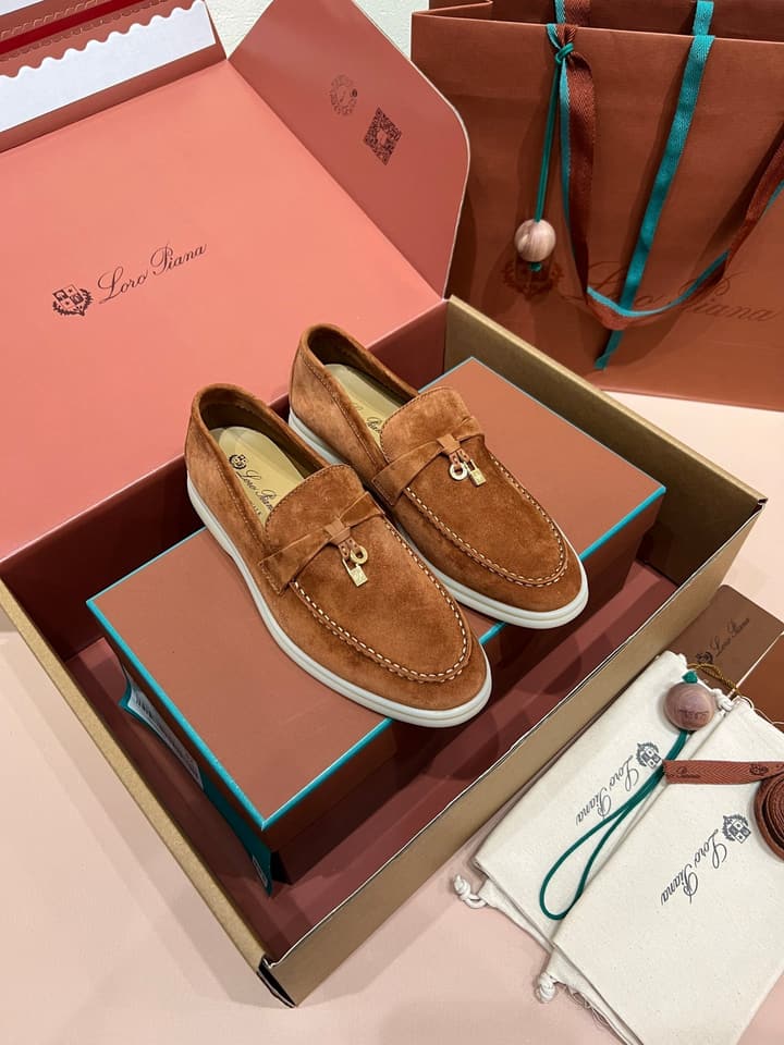 Loro Piana My Charms Suede Loafers in Dark Blue