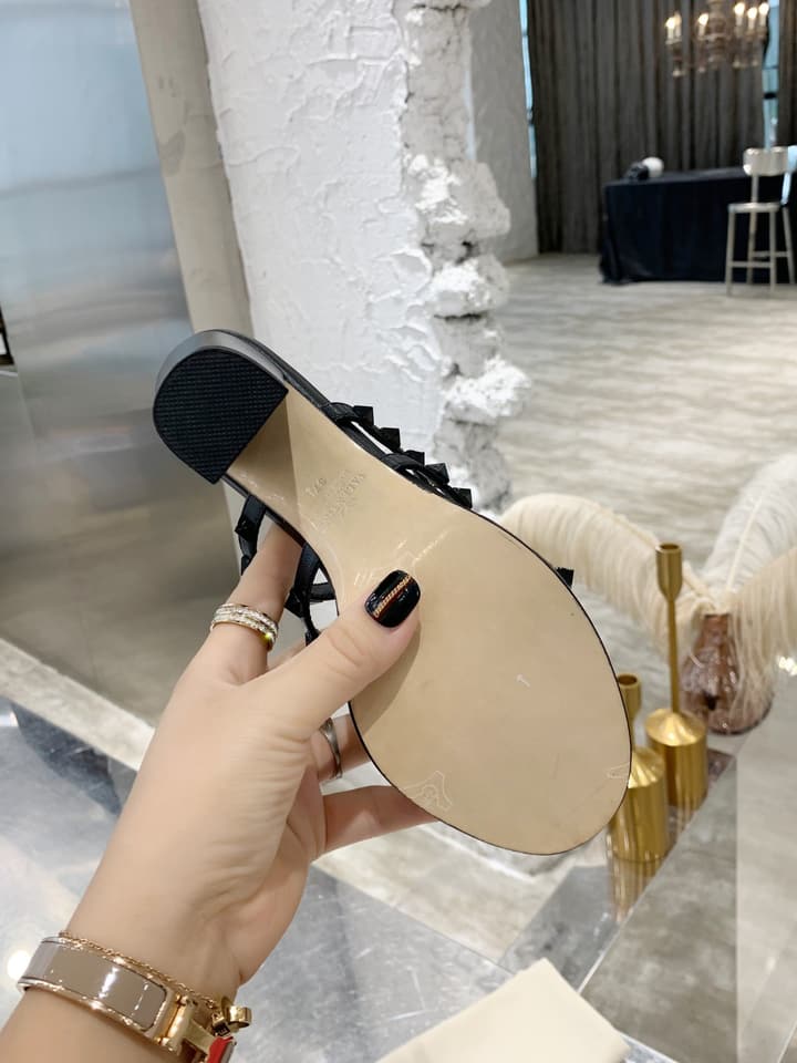 Valentino Studded Classic Block Heel Sandals in Beige