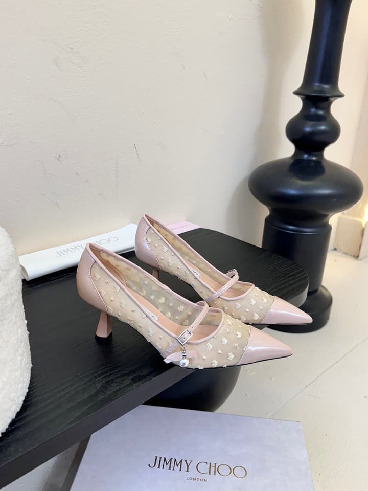 Jimmy Choo Patent Leather Pumps – 2025FW in Nude Mesh