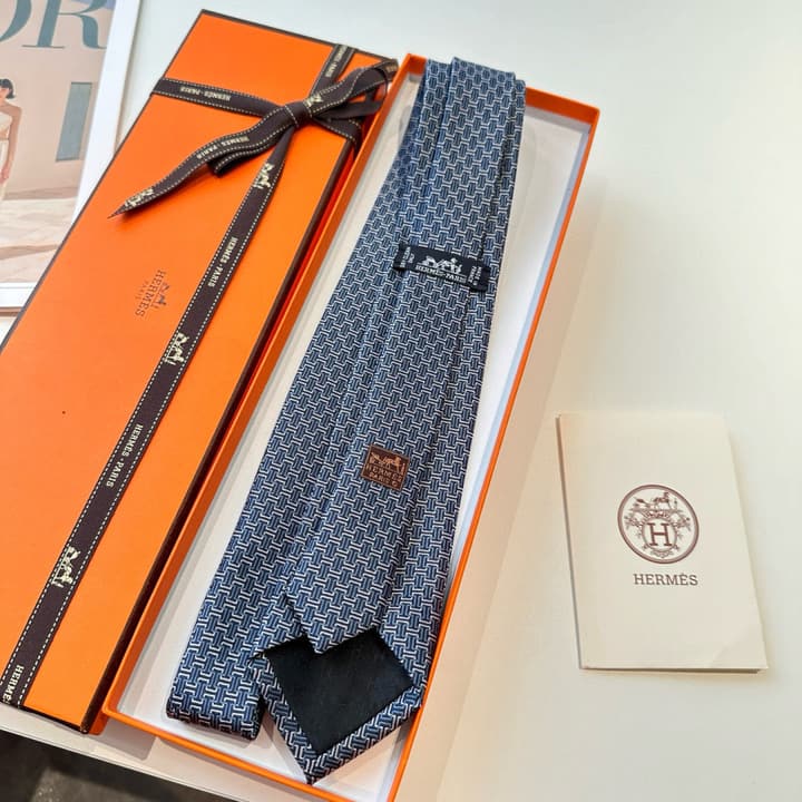 Hermès Philippe Mouquet Men's Tie in Cool Grey Patterned