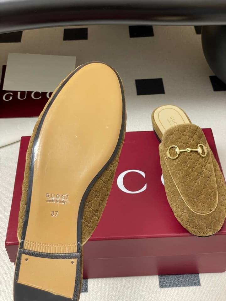 Gucci Princetown Double G Suede Mules – 2025 Fall Collection in Black Suede With Silver Hardware