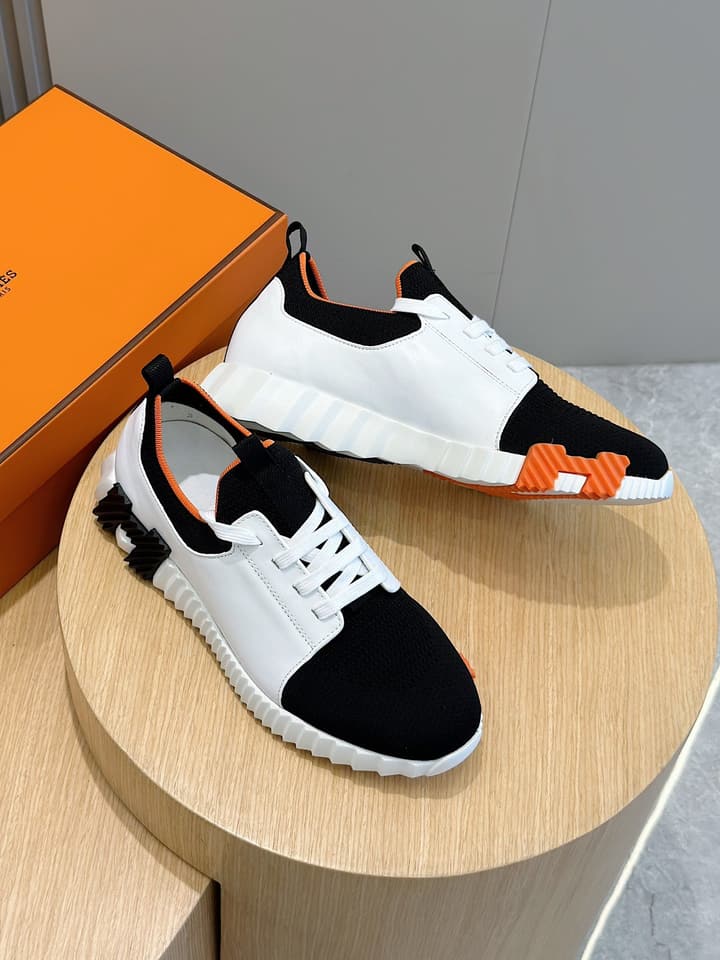 Hermès Bouncing Sneakers in Black And White Color Block