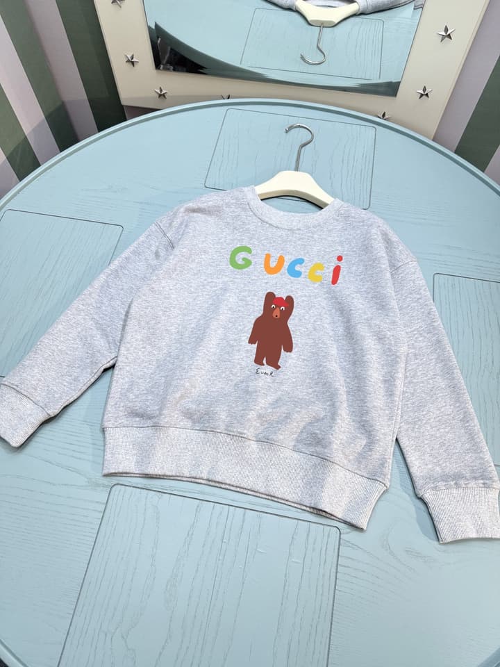Gucci Kids Crewneck Sweatshirt – Kids Collection – 2025FW in Heather Grey Teddy Bear Sweatshirt