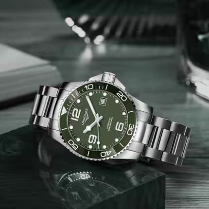 Longines Conquest Automatic Diver Watch in Green Dial With Steel Bracelet