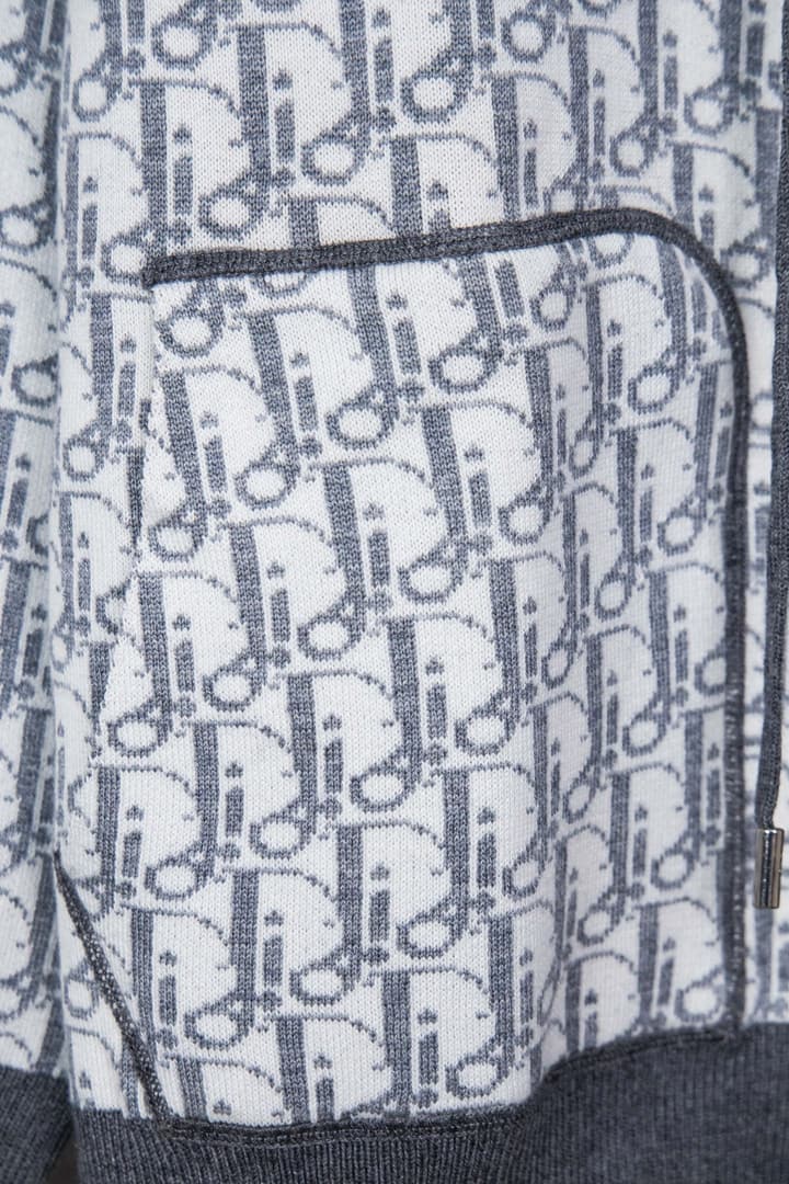 Dior CD Monogram Jacquard Cardigan – 24SS in Dark Grey
