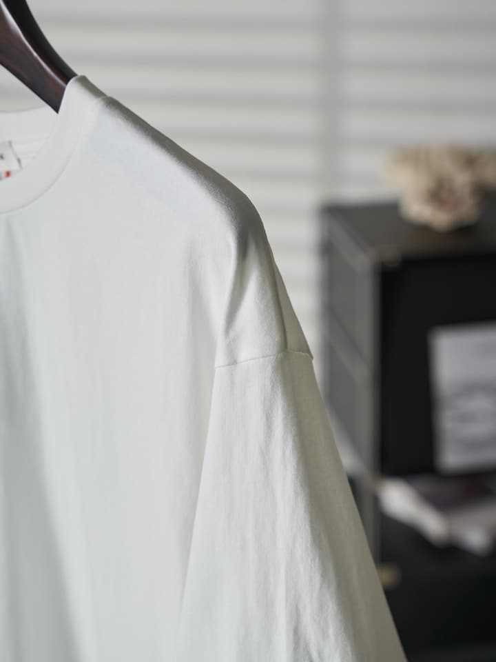 Saint Laurent YSL Logo Patch Crewneck T-Shirt in Ivory