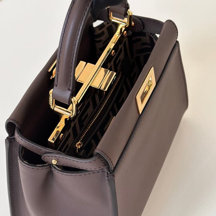 Fendi Peekaboo Classic Satchel in Dark Chocolate Leather