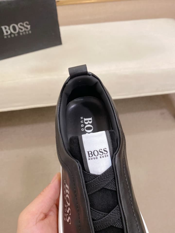 Boss Casual Leather Loafers in Glossy Black Toe