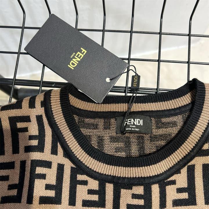 Fendi Double F Monogram Jacquard Knit Dress in Coffee Monogram Knit Dress