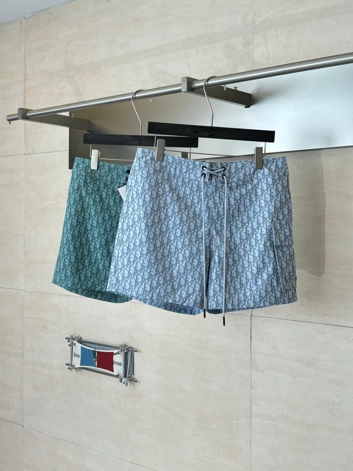 Dior Oblique Print Beach Shorts – Spring/Summer Collection – 25SS in Light Blue Oblique
