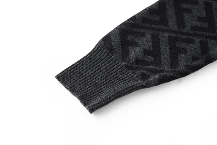 Fendi Jacquard Double F Wool Sweater in Black-gray Ff Jacquard