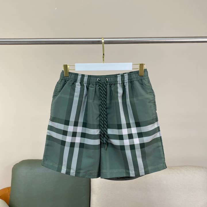 Burberry Check Men's Quick-Dry Swim Trunks in Beige