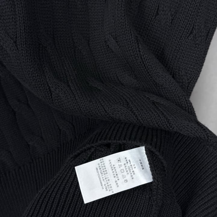 Ralph Lauren Classic Cable Knit Polo Sweater in Black