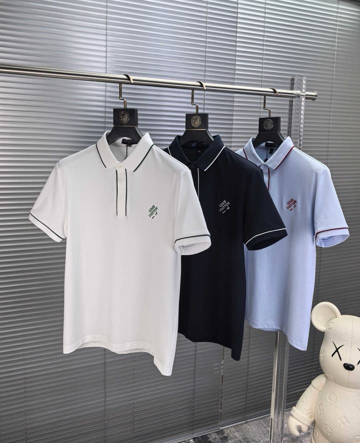 Louis Vuitton Embroidered Logo Pique Cotton Polo Shirt – Spring/Summer Collection – 2026 in Light Blue