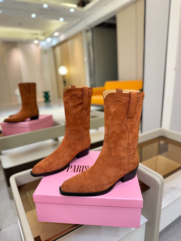 Paris Texas Western Ankle Boots in Black Suede