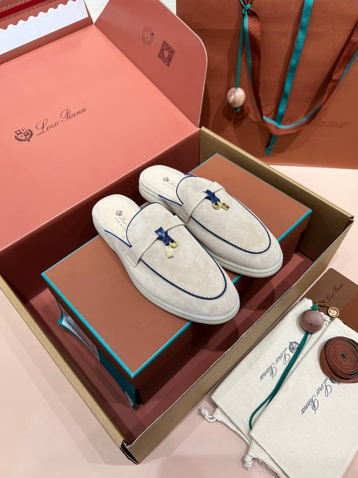 Loro Piana Women's Mules in Aqua Blue Suede