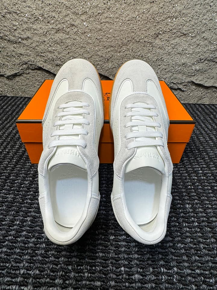 Hermès Laser-Punched H Nappa Calfskin Sneakers in Black