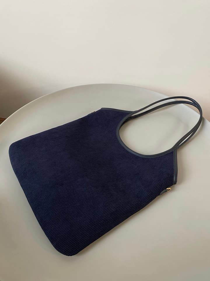 Miu Miu Corduroy Tote Bag in Navy Blue Corduroy Tote