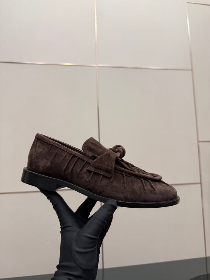Bottega Veneta Astaire Suede Loafers in Black Leather