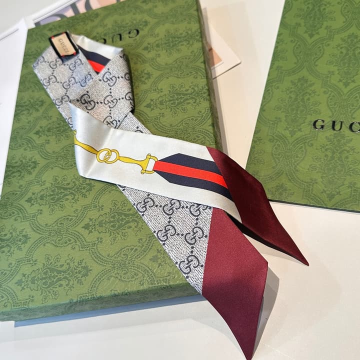 Gucci GG Logo Twilly Silk Scarf