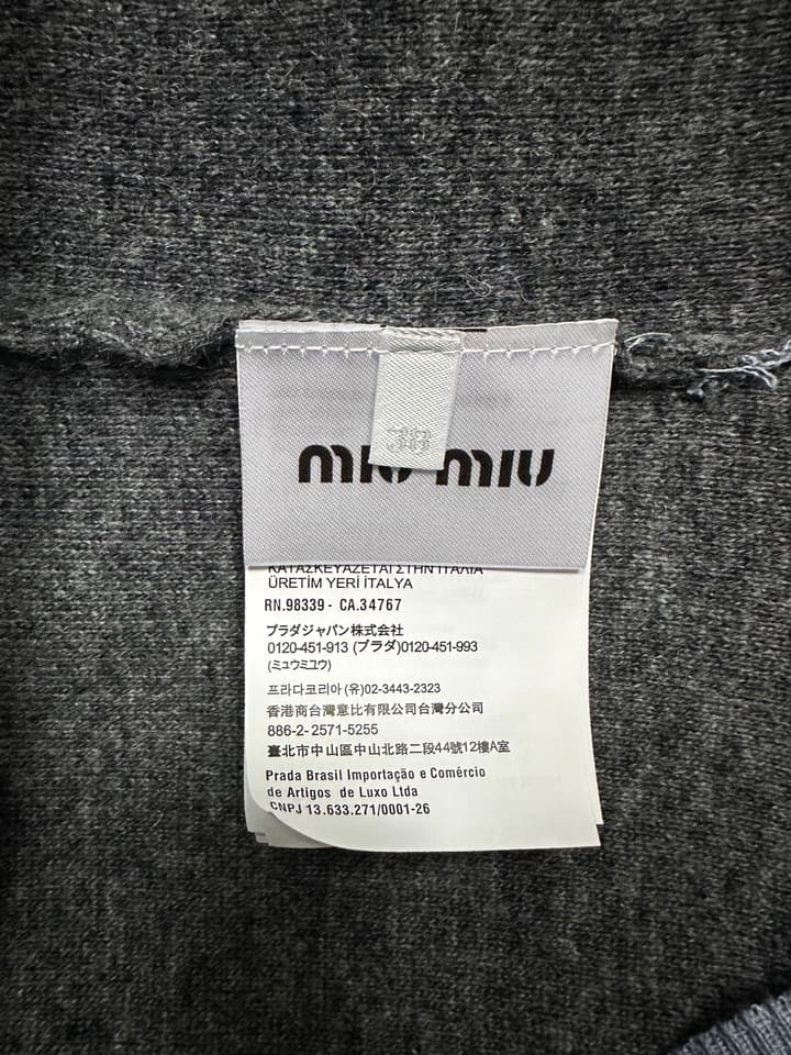 Miu Miu Jacquard Logo Faux Two-Piece Knit Polo Shirt in Gold