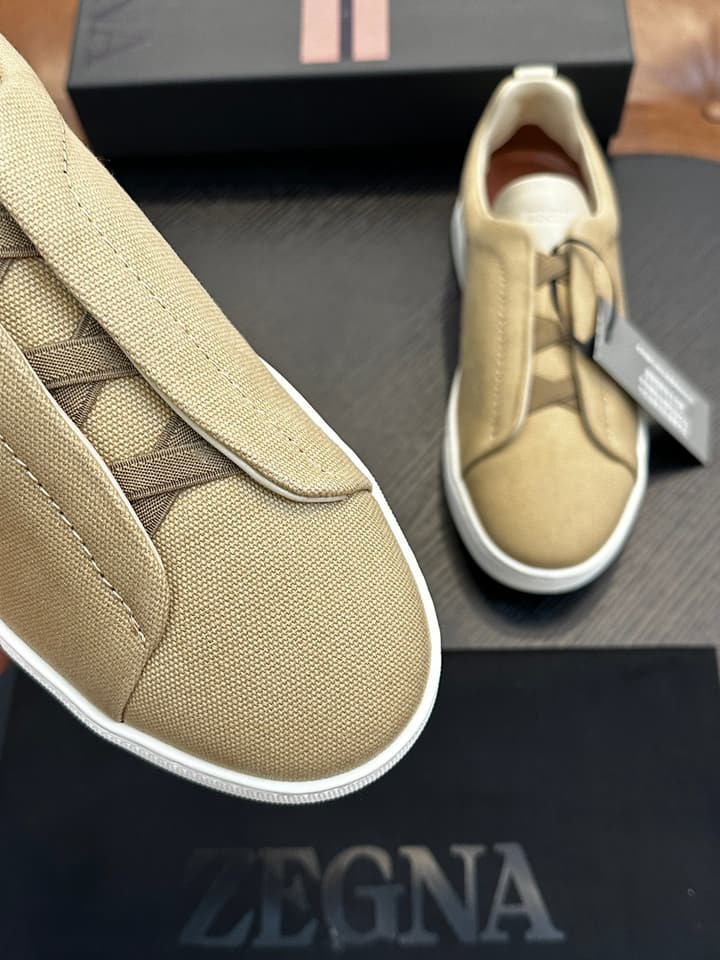 Zegna Triple Stitch Low-Top Sneakers in Black Suede